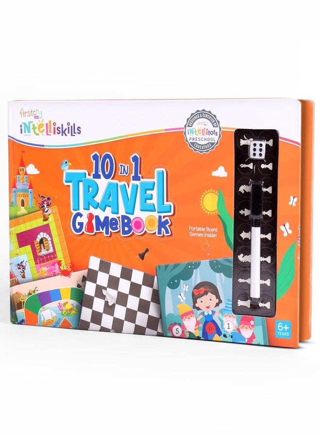 FIRSTCRY INTELLISKILLS مجموعة كتب ألعاب لوحية كلاسيكية مميزة من إنتليسكلز، ١٠ في ١، للأطفال، تتضمن الشطرنج، حورية البحر الصغيرة، علاء الدين، لعبة السفر، وغيرها الكثير، لعبة عائلية ممتعة ومناسبة للحفلات، ألعاب محمولة للأطفال من عمر ٦ سنوات فما فوق، هدية مثالية لأعياد الميلاد - Image 2